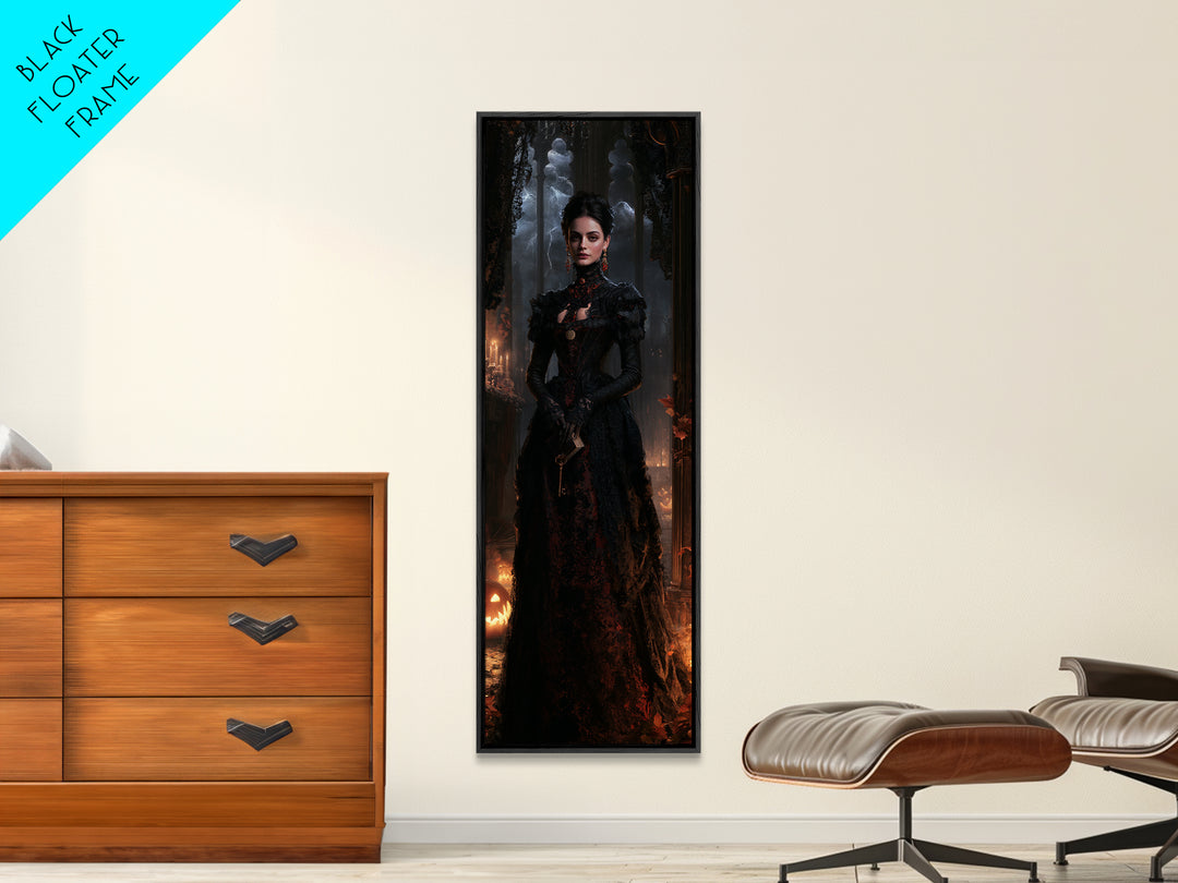 The Town Where Shadows Live, Victorian Gothic Art, Tall Narrow Wall Art, Canvas Print, Gothic Wall Decor, Halloween Portrait Art