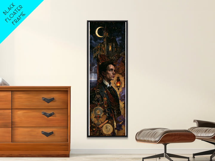 The Last House At The World'S Edge, Victorian Horror Portrait, Tall Narrow Wall Art, Framed Canvas Print, Gothic Wall Decor