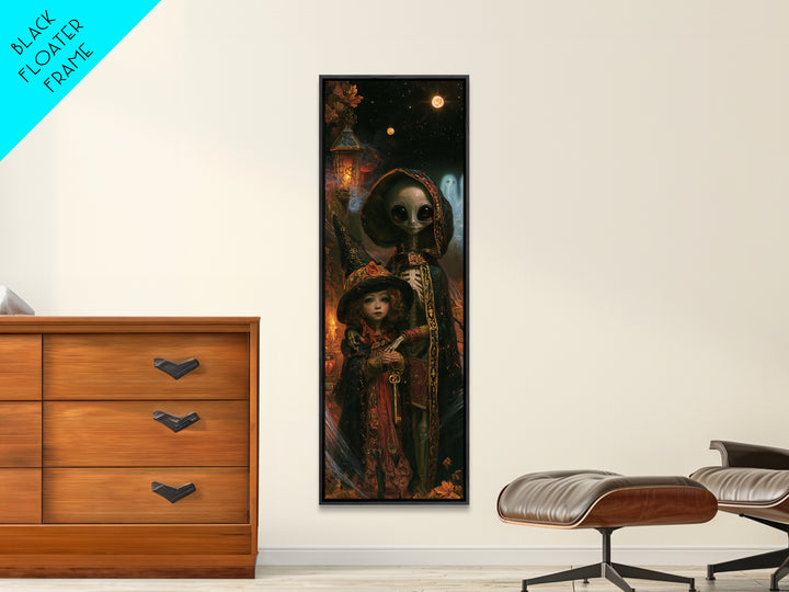 Halloween On Another Planet, Victorian Gothic Art, Tall Narrow Wall Art, Canvas Print, Gothic Wall Decor, Halloween Portrait Art