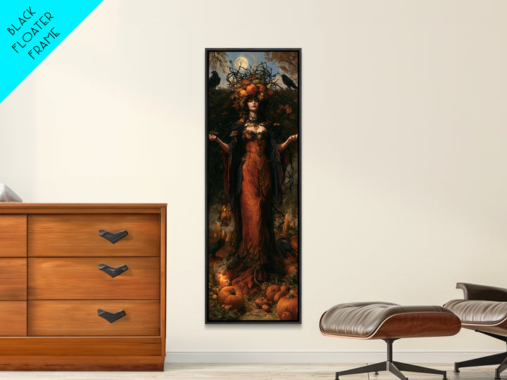 The Personification Of October, Antique Gothic Portrait, Tall Narrow Wall Art, Canvas Print, Gothic Wall Decor, Halloween Portrait Art