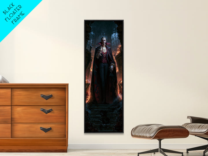 The Crimson Count Of Hollow Keep, Macabre Victorian Decor, Tall Narrow Wall Art, Canvas Print, Gothic Wall Decor, Halloween Portrait Art