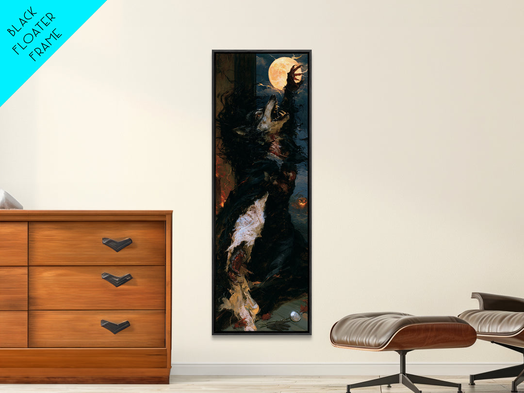 The Widow Wolf Of Briar Moon, Antique Gothic Portrait, Tall Narrow Wall Art, Framed Canvas Print, Gothic Wall Decor, Halloween Portrait Art