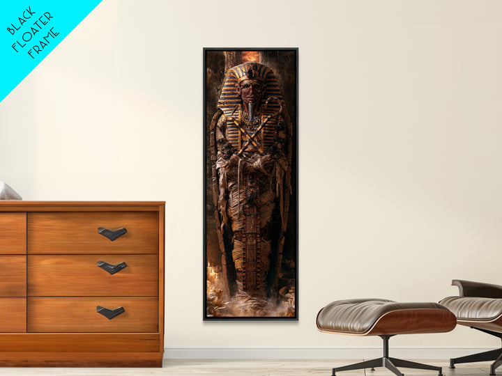 The Pharaoh Of Dustbound Silence, Antique Gothic Portrait, Tall Narrow Wall Art, Framed Canvas Print, Gothic Wall Decor, Gothic Home Decor
