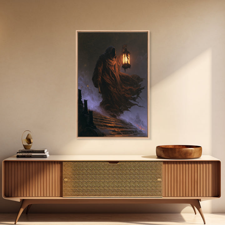 The Lantern-Bearer Of R’Lyeh, Victorian Horror Portrait, Vertical Wall Art, Canvas Print, Gothic Wall Decor, Halloween Portrait Art