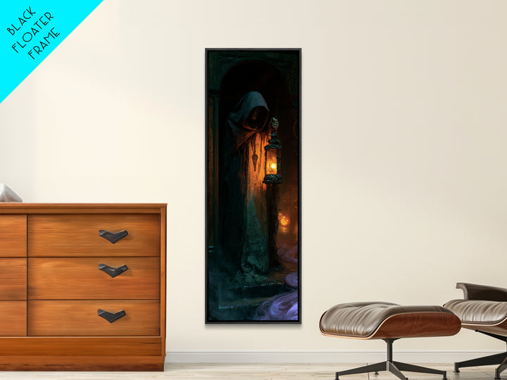 The Lantern-Bearer Of R’Lyeh, Macabre Victorian Decor, Tall Narrow Wall Art, Canvas Print, Gothic Wall Decor, Halloween Portrait Art