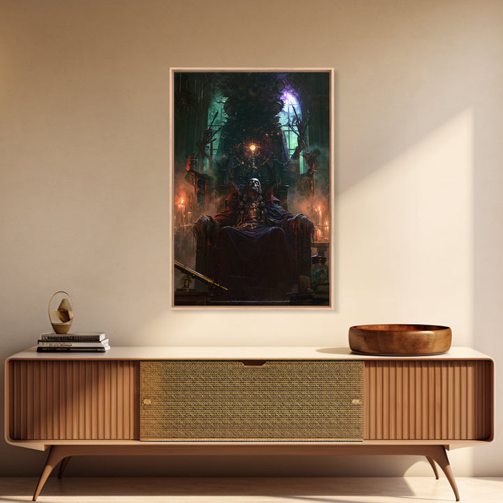The Dreaming Priest Of The Outer Gate, Dark Academia Wall Art, Vertical Wall Art, Framed Canvas Print, Gothic Wall Decor, Halloween Decor