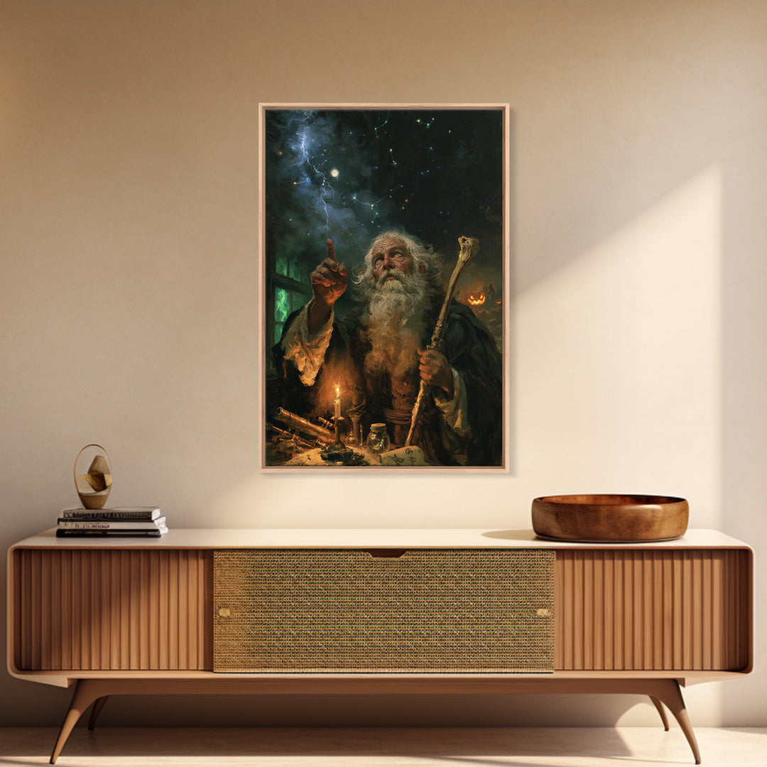 The Star-Seer Of Black Dunwich, Macabre Victorian Decor, Vertical Wall Art, Canvas Print, Gothic Wall Decor, Halloween Portrait Art
