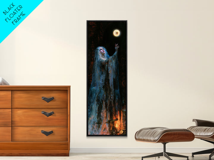 The Bride Of The Abyssal Moon, Antique Gothic Portrait, Tall Narrow Wall Art, Canvas Print, Gothic Wall Decor, Halloween Portrait Art