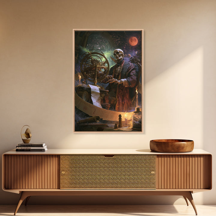 The Astronomer Of The Hollow Sky, Lovecraftian Portrait Art, Vertical Wall Art, Framed Canvas Print, Gothic Wall Decor, Horror Wall Art