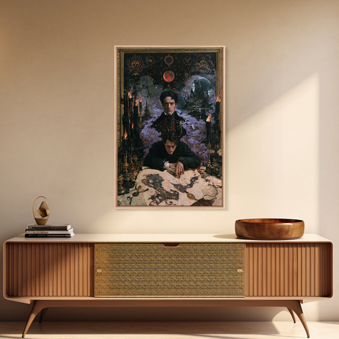 The Mapmaker Of Impossible Shores, Macabre Victorian Decor, Vertical Wall Art, Framed Canvas Print, Gothic Wall Decor, Spooky Wall Decor