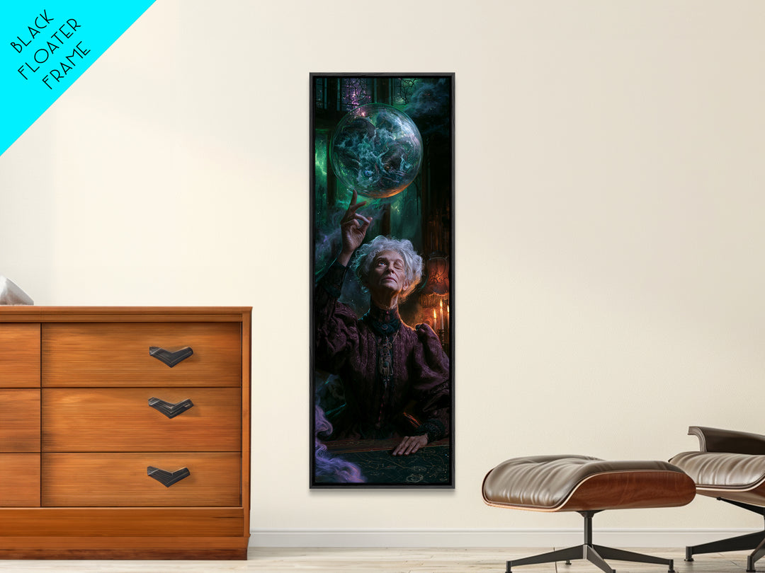 The Oracle Of The Glass Depths, Victorian Gothic Art, Tall Narrow Wall Art, Canvas Print, Gothic Wall Decor, Halloween Portrait Art