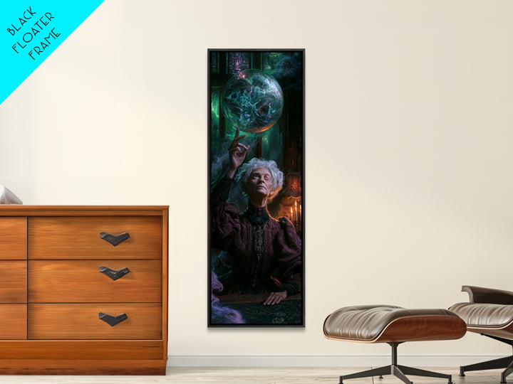 The Oracle Of The Glass Depths, Victorian Gothic Art, Tall Narrow Wall Art, Canvas Print, Gothic Wall Decor, Halloween Portrait Art