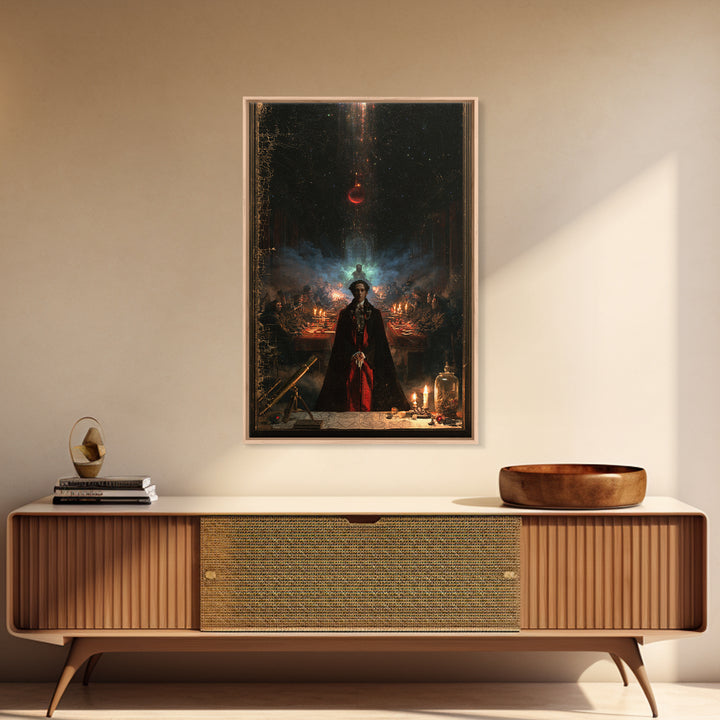 The Feast Of The Pale Cult, Victorian Gothic Art, Vertical Wall Art, Framed Canvas Print, Gothic Wall Decor, Halloween Portrait Art