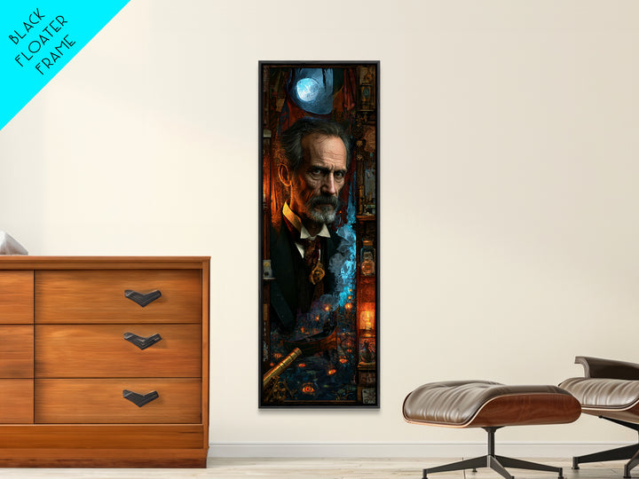 The Ferryman Of The Outer Marsh, Victorian Gothic Art, Tall Narrow Wall Art, Framed Canvas Print, Gothic Wall Decor, Halloween Portrait Art