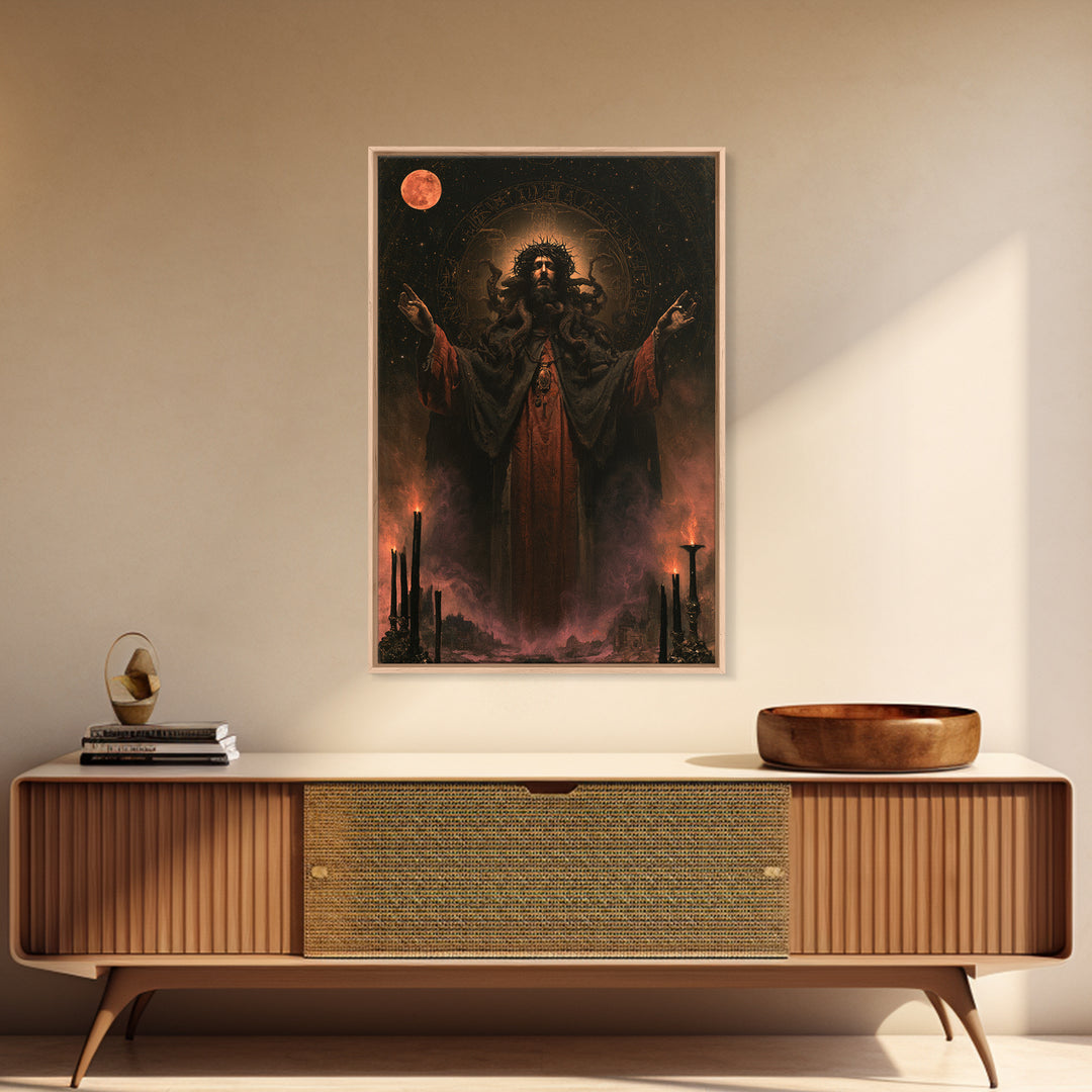 The Crown Of The Tentacled Saint, Victorian Cosmic Horror, Vertical Wall Art, Framed Canvas Print, Gothic Wall Decor, Halloween Portrait Art
