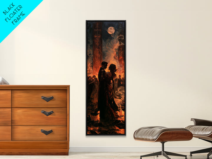The Ballroom Of Silent Shoggoths, Victorian Horror Portrait, Tall Narrow Wall Art, Canvas Print, Gothic Wall Decor, Halloween Portrait Art