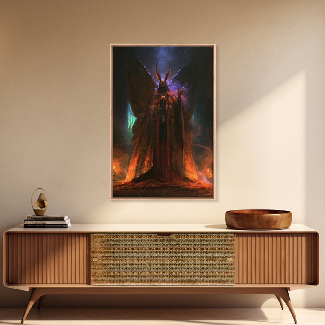 The Moth Prophet Of Kadath, Victorian Horror Portrait, Vertical Wall Art, Canvas Print, Gothic Wall Decor, Halloween Portrait Art