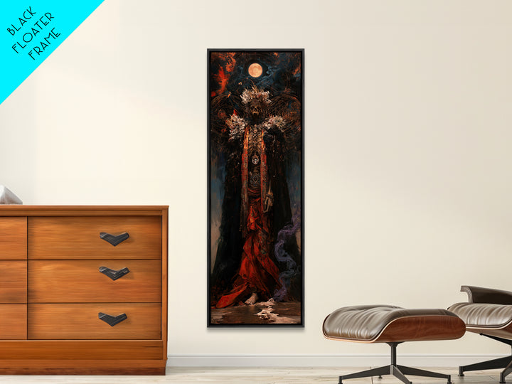 The Salt King Of The Black Shore, Antique Gothic Portrait, Tall Narrow Wall Art, Framed Canvas Print, Gothic Wall Decor, Halloween Wall Art