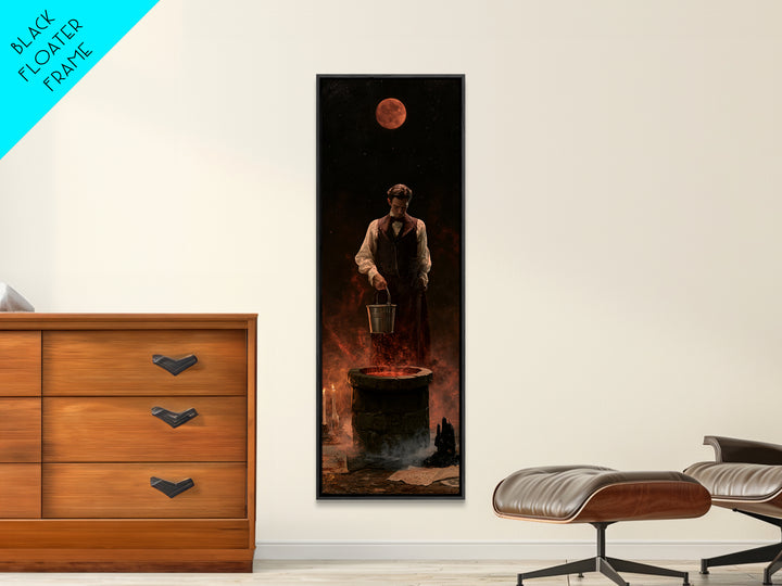 The Dreamwell Beneath Miskatonic, Victorian Horror Portrait, Tall Narrow Wall Art, Canvas Print, Gothic Wall Decor, Halloween Portrait Art