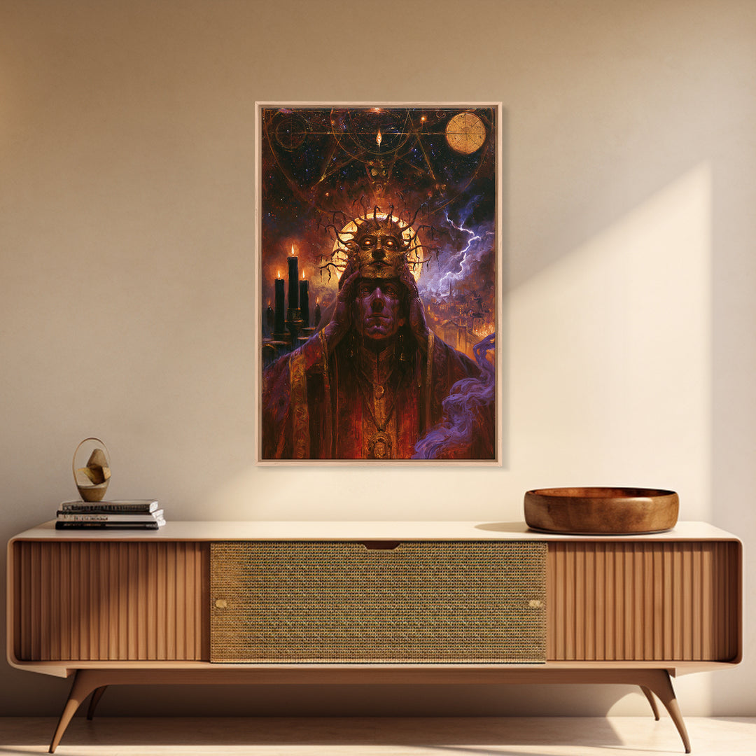 The Mask Of The Crawling God, Victorian Gothic Art, Vertical Wall Art, Framed Canvas Print, Gothic Wall Decor, Halloween Portrait Art