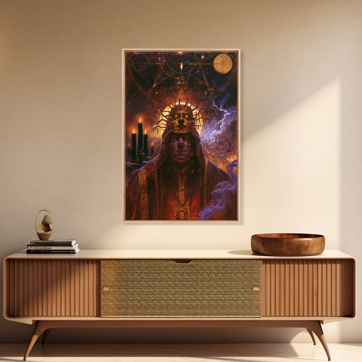 The Mask Of The Crawling God, Victorian Gothic Art, Vertical Wall Art, Framed Canvas Print, Gothic Wall Decor, Halloween Portrait Art