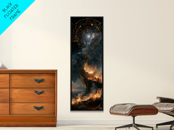 The Candelit Ark Of Forgotten Stars, Victorian Horror Portrait, Tall Narrow Wall Art, Framed Canvas Print, Gothic Wall Decor