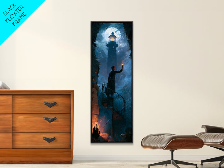 The Last Lighthouse Of Y’Ha-Nthlei, Macabre Victorian Decor, Tall Narrow Wall Art, Canvas Print, Gothic Wall Decor, Halloween Portrait Art