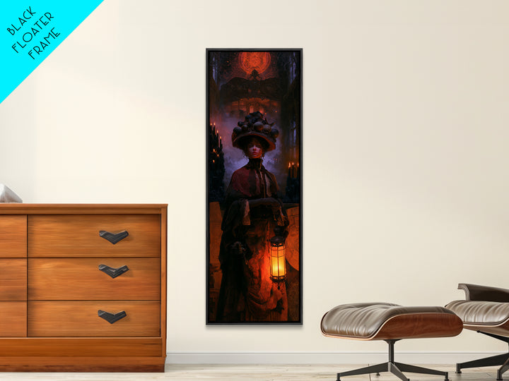 The Carousel Of Sleeping Planets, Victorian Cosmic Horror, Tall Narrow Wall Art, Canvas Print, Gothic Wall Decor, Halloween Portrait Art