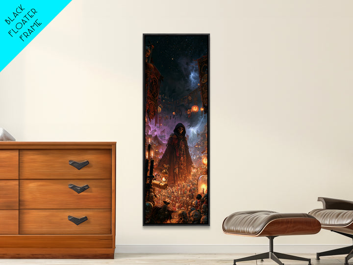 The Festival Of The Little Old Ones, Victorian Horror Portrait, Tall Narrow Wall Art, Framed Canvas Print, Gothic Wall Decor