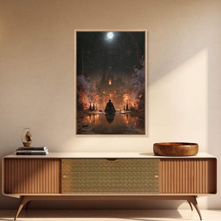 The Mirror Lake Of Lost Constellations, Victorian Gothic Art, Vertical Wall Art, Canvas Print, Gothic Wall Decor, Halloween Portrait Art