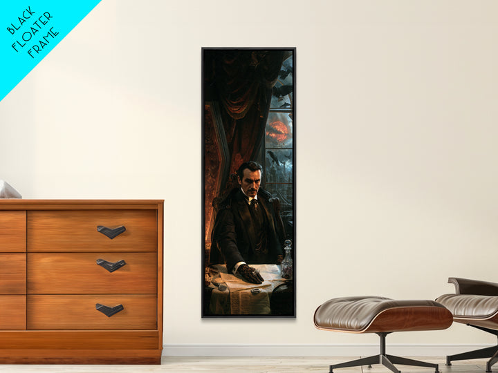 The Nocturne Barrister, Victorian Vampire Portrait, Tall Narrow Canvas Print, Macabre Home Decor, Canvas Print, Classic Monster Art