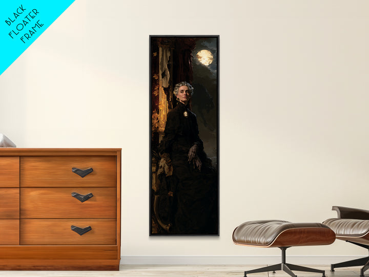The Wolf Moon Governess, Victorian Werewolf Portrait, Tall Narrow Canvas Print, Dark Academia Decor, Canvas Print, Classic Monster Art