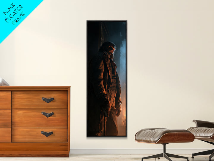 The Moorland Huntsman, Victorian Werewolf Portrait, Tall Narrow Canvas Print, Gothic Home Decor, Spooky Season Decor, Classic Monster Art