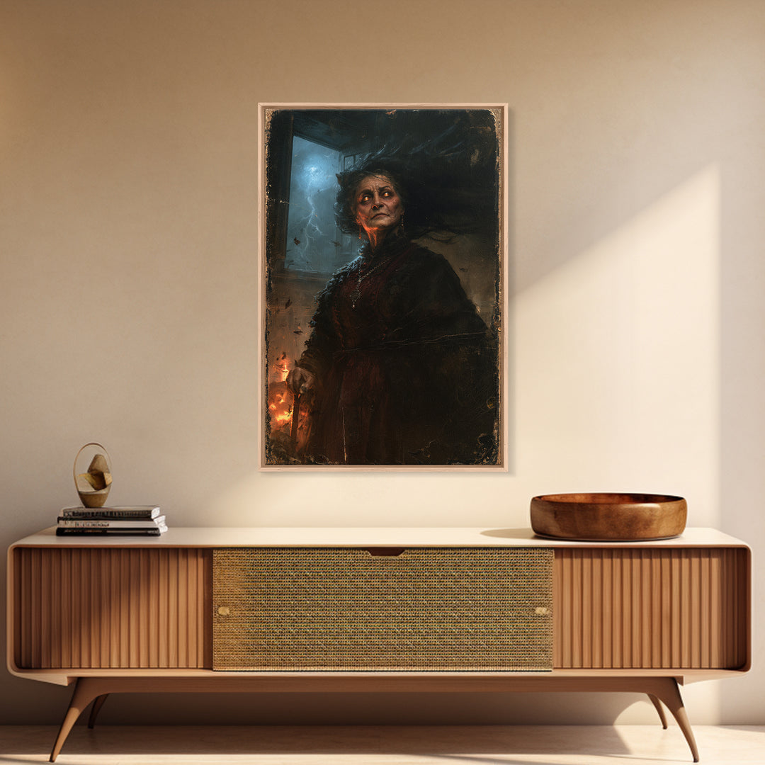 The Widow Of The Full Moon, Victorian Werewolf Portrait, Vertical Canvas Print, Gothic Home Decor, Gothic Wall Decor, Classic Monster Art