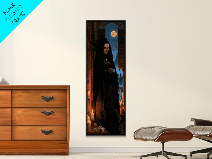 The Widow Of The Full Moon, Victorian Werewolf Portrait, Tall Narrow Canvas Print, Classic Halloween Decor, Canvas Print