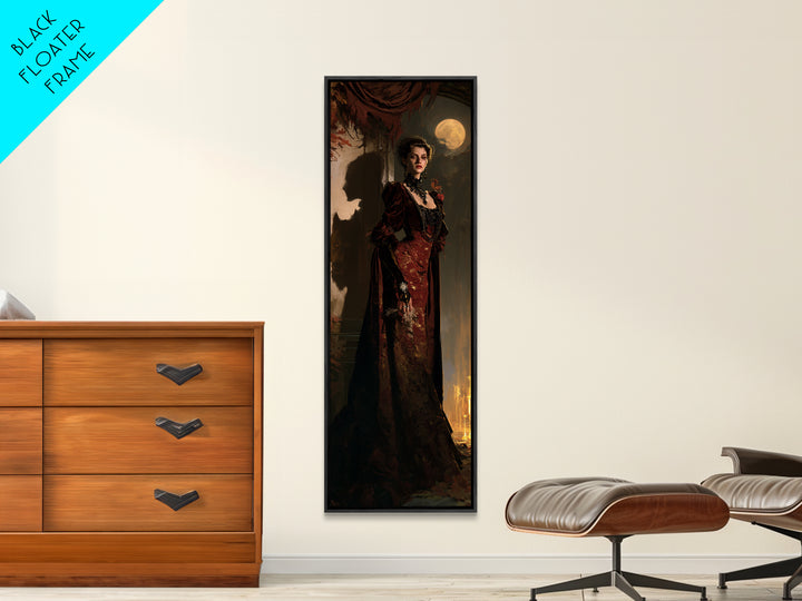 The Velvet Lycan Duchess, Victorian Werewolf Portrait, Tall Narrow Canvas Print, Gothic Home Decor, Spooky Season Decor, Classic Monster Art
