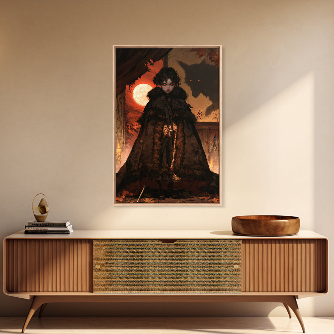 The Wolf-Child Of Ash Lane, Victorian Werewolf Portrait, Vertical Canvas Print, Gothic Home Decor, Classic Monster Art