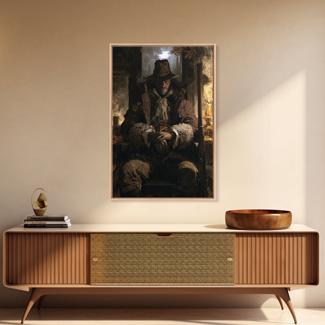 The Midnight Gamekeeper, Victorian Werewolf Portrait, Vertical Canvas Print, Antique Style Decor, Classic Monster Art