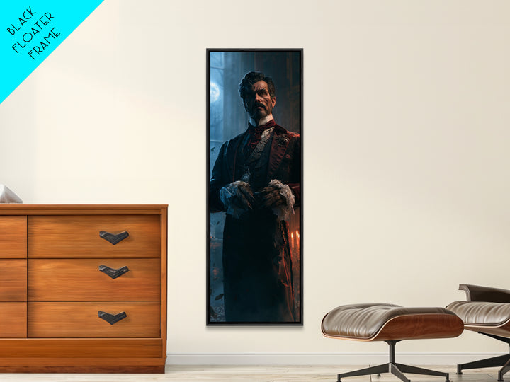 The Ballroom Lycan, Victorian Werewolf Portrait, Tall Narrow Canvas Print, Classic Halloween Decor, Spooky Season Decor, Classic Monster Art