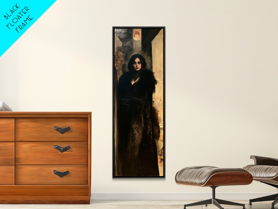 The Heiress Of Howling Fen, Victorian Werewolf Portrait, Tall Narrow Canvas Print, Classic Halloween Decor, Gothic Wall Decor