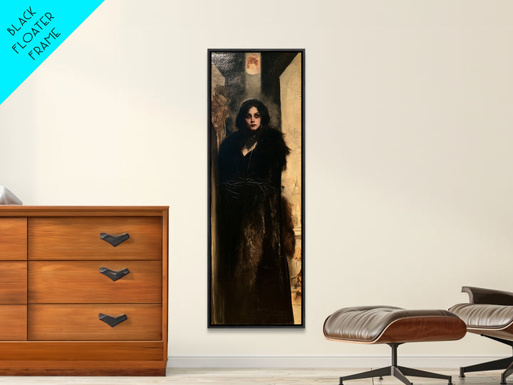 The Heiress Of Howling Fen, Victorian Werewolf Portrait, Tall Narrow Canvas Print, Classic Halloween Decor, Gothic Wall Decor