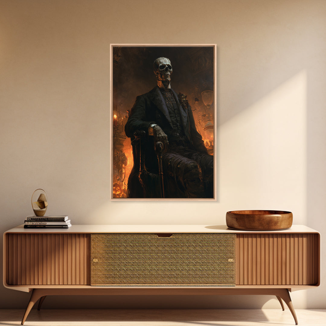 The Tomb Gentleman, Victorian Mummy Portrait, Vertical Canvas Print, Antique Style Decor, Halloween Portrait Art, Classic Monster Art