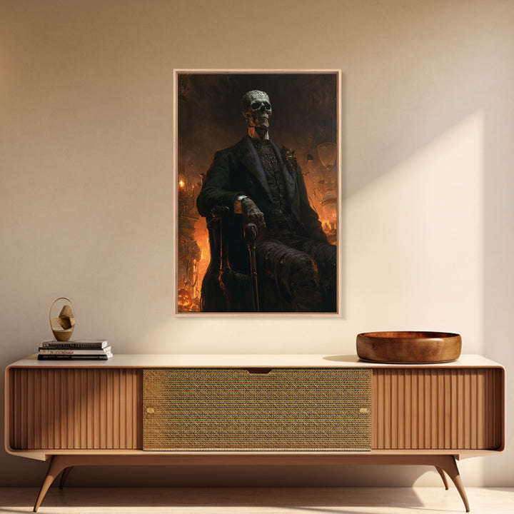 The Tomb Gentleman, Victorian Mummy Portrait, Vertical Canvas Print, Antique Style Decor, Halloween Portrait Art, Classic Monster Art