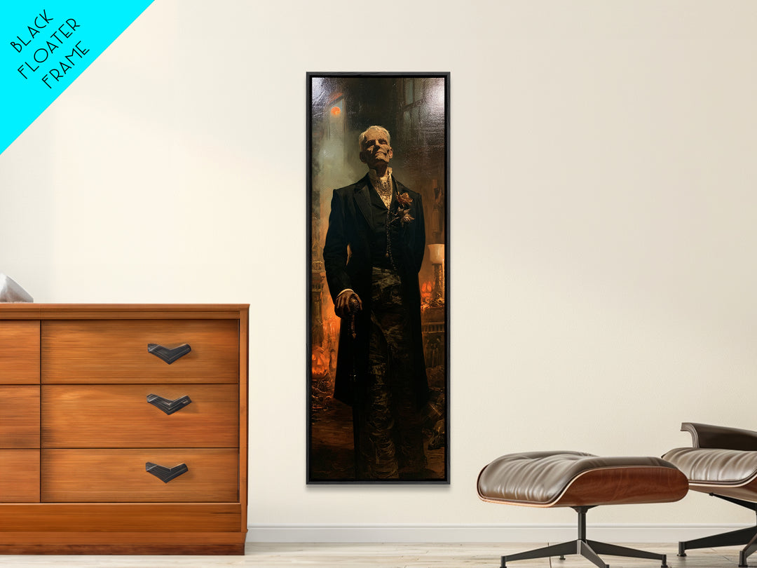 The Tomb Gentleman, Victorian Mummy Portrait, Tall Narrow Canvas Print, Macabre Home Decor, Canvas Print, Classic Monster Art