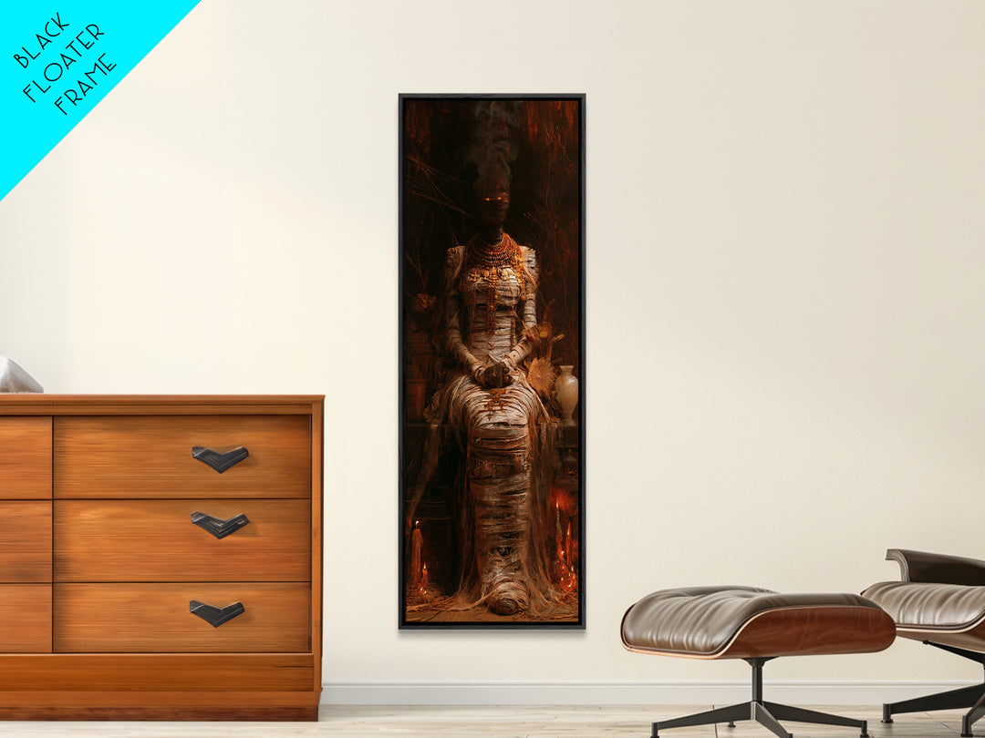 The Scarab Priestess, Victorian Mummy Portrait, Tall Narrow Canvas Print, Classic Halloween Decor, Spooky Season Decor, Classic Monster Art
