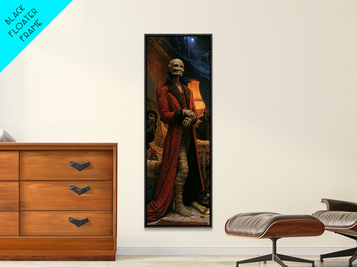 The Linen Baron, Victorian Mummy Portrait, Tall Narrow Canvas Print, Dark Academia Decor, Antique Horror Decor, Classic Monster Art