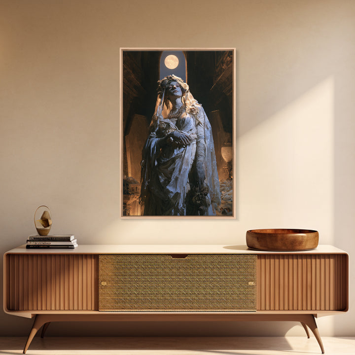 The Mausoleum Bride, Victorian Mummy Portrait, Vertical Canvas Print, Antique Style Decor, Canvas Print, Classic Monster Art