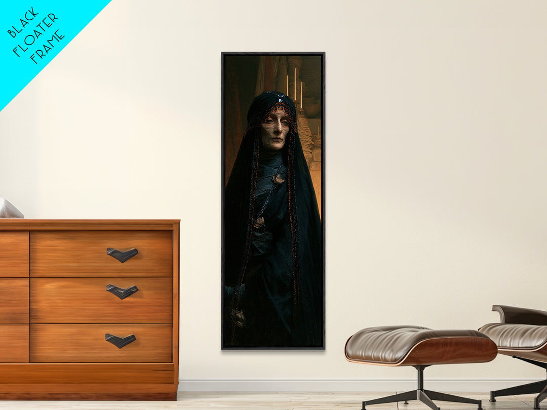 The Canopic Widow, Victorian Mummy Portrait, Tall Narrow Canvas Print, Classic Halloween Decor, Antique Horror Decor, Classic Monster Art