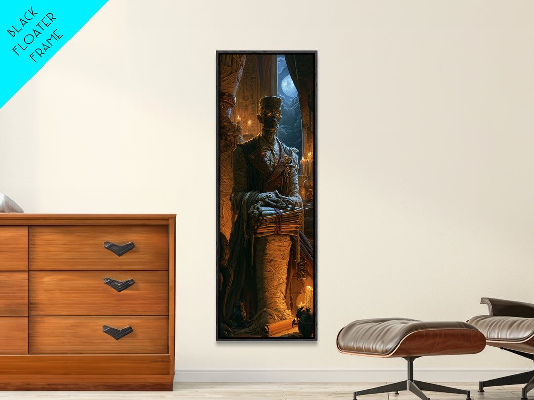 The Desert Archivist, Victorian Mummy Portrait, Tall Narrow Canvas Print, Dark Academia Decor, Canvas Print, Classic Monster Art