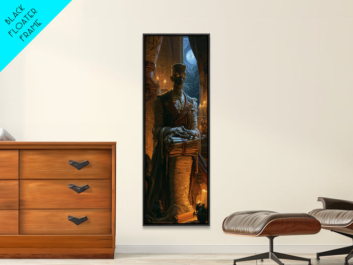 The Desert Archivist, Victorian Mummy Portrait, Tall Narrow Canvas Print, Dark Academia Decor, Canvas Print, Classic Monster Art